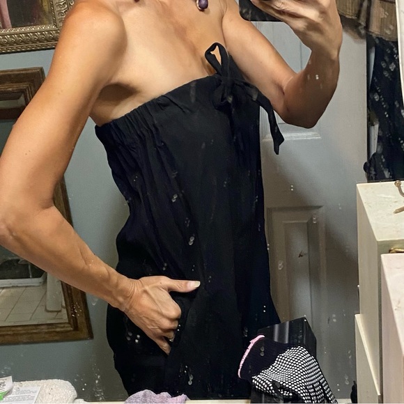 Society for Rational Dress black strapless romper jumpsuit pockets shorts S - Picture 3 of 10